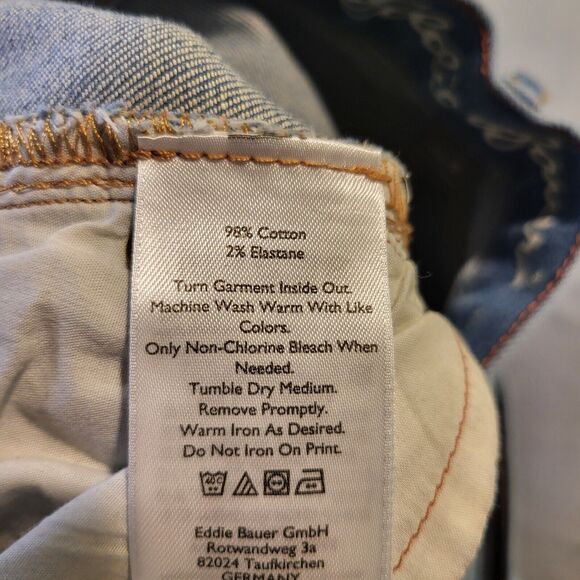 Eddie Bauer Jeans Womens 8 Blue Boyfriend Straight Leg Stretch Denim Distressed - Picture 5 of 11